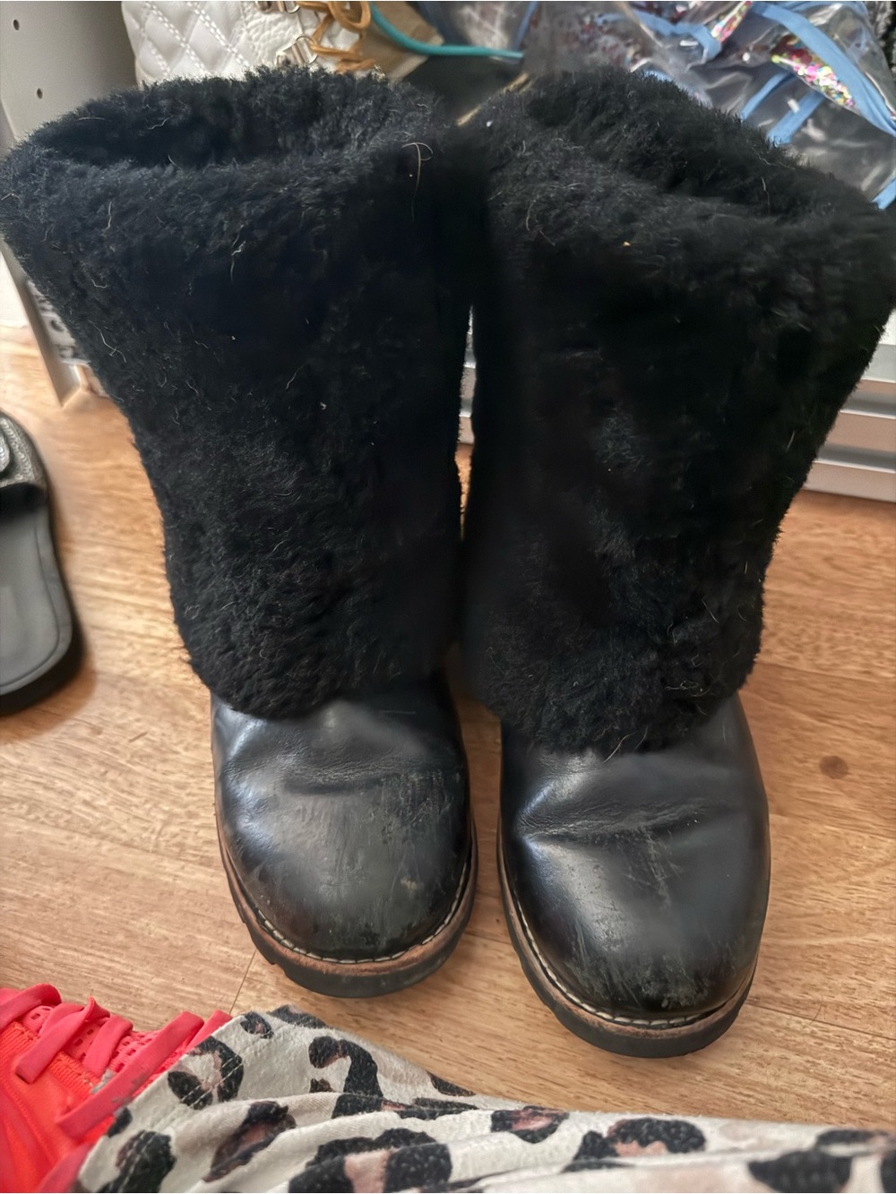 UGG Black Shearling Mid-Calf Winter Boots